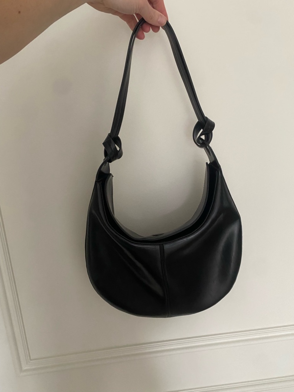 Mango Black Knotted Strap Crescent Shoulder Bag